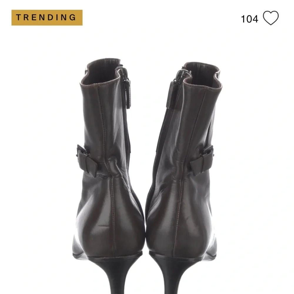 Gucci Brown Leather Heeled Boots - Picture 6 of 12